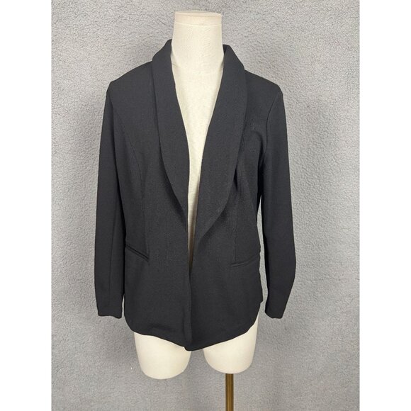 Bar III Women's Black Open-Front Ruched 3/4 Sleeve Knit Blazer Black Small NWT's - Picture 1 of 8